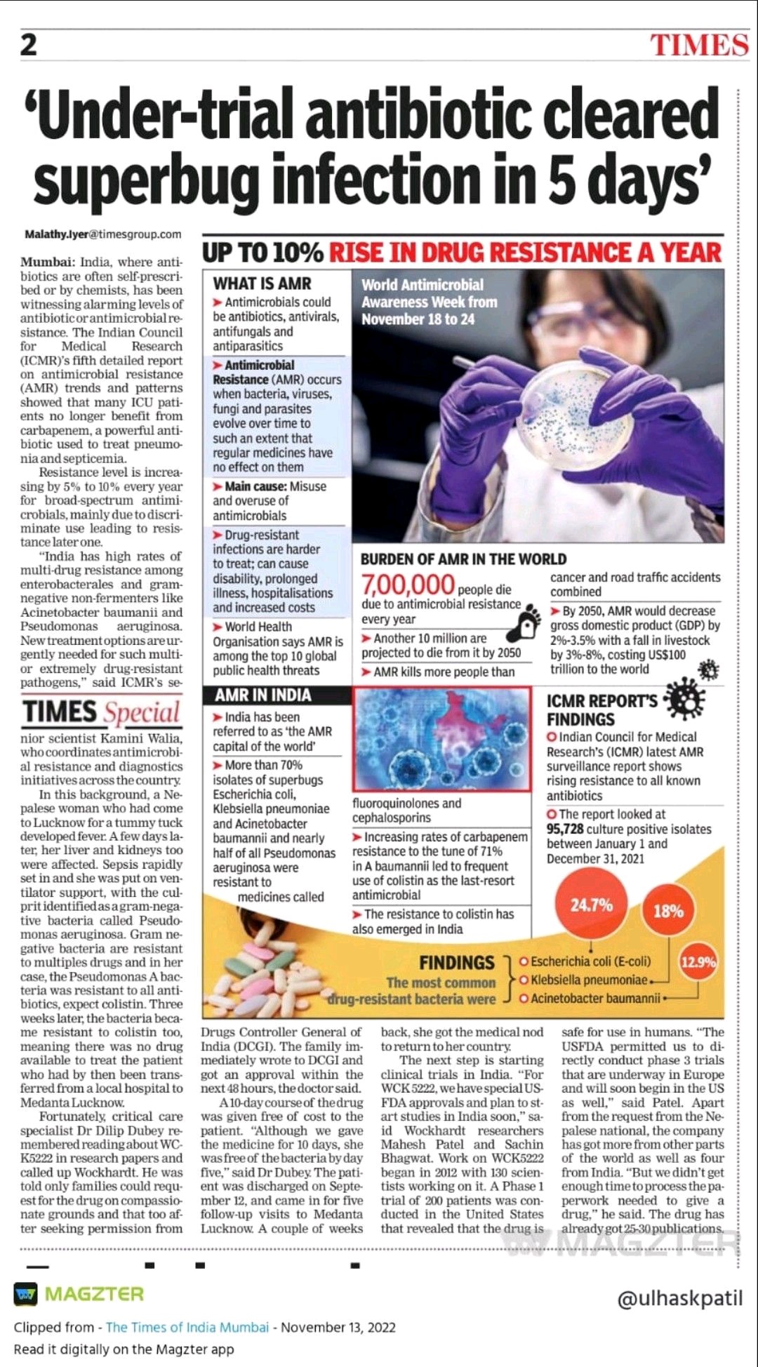 Under trial antibiotic cleared superbug infection in 5 days