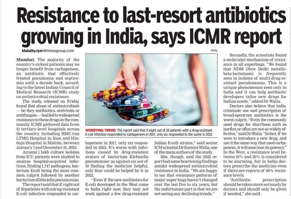 Resistance to last-resort antibiotics growing in India, says ICMR report